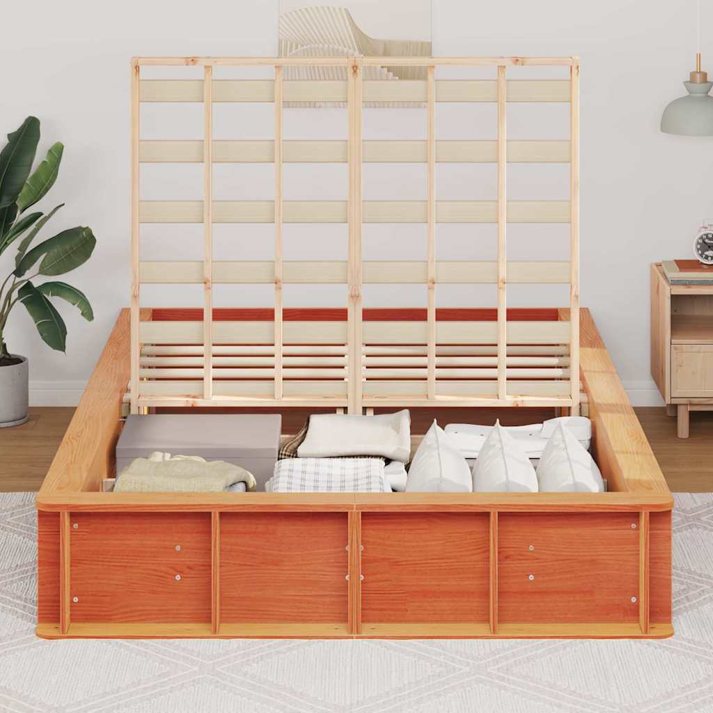 vidaXL Ramka łóżka Woskowy Brąz 135 x 190 cm Lite drewno sosnowe