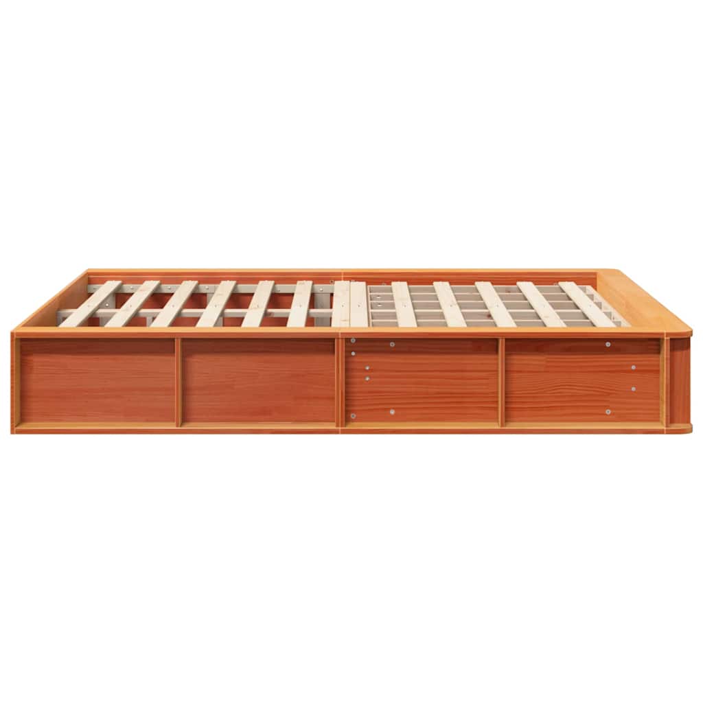 vidaXL Ramka łóżka Woskowy Brąz 135 x 190 cm Lite drewno sosnowe