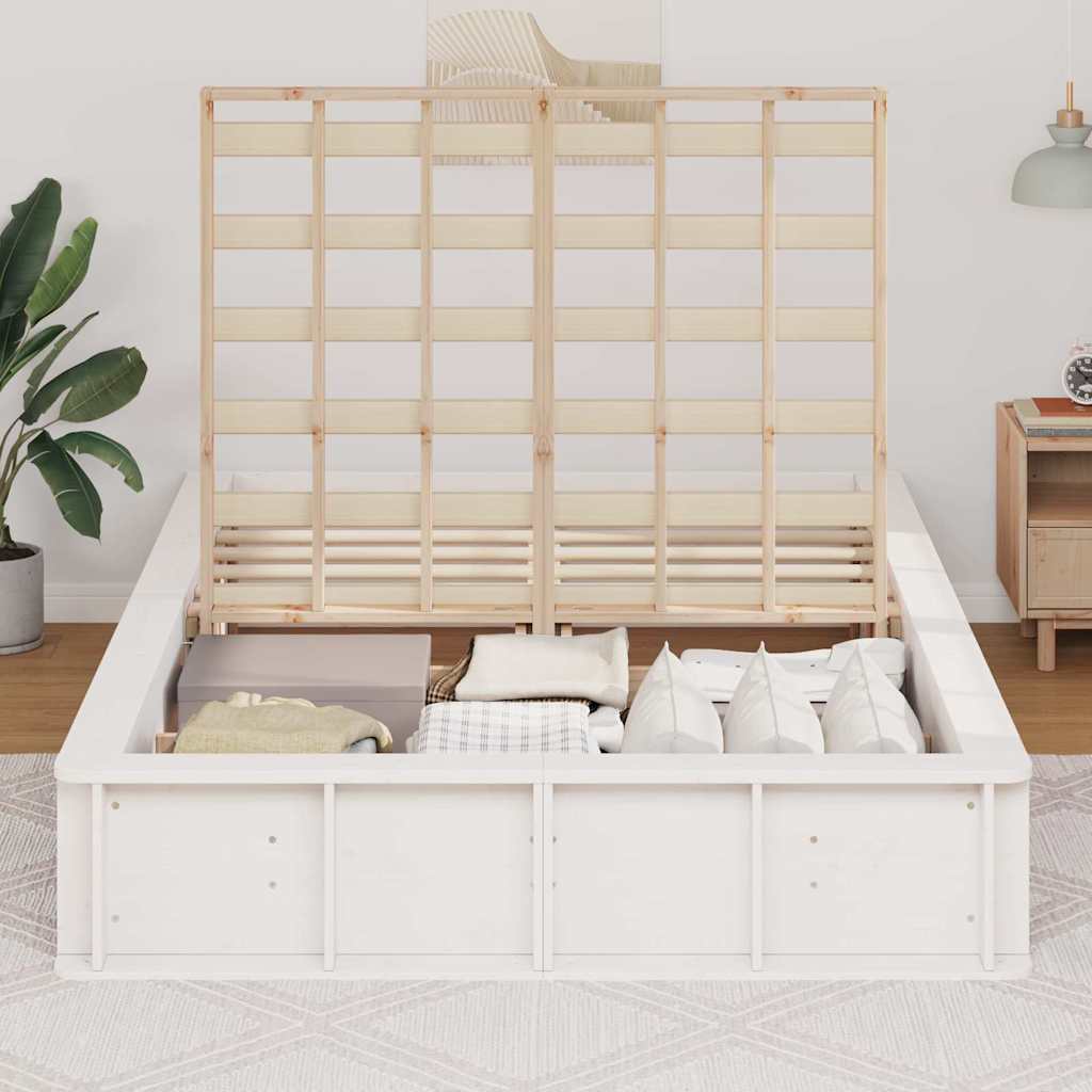 vidaXL Ramka łóżka Biały 120 x 190 cm Lite drewno sosnowe