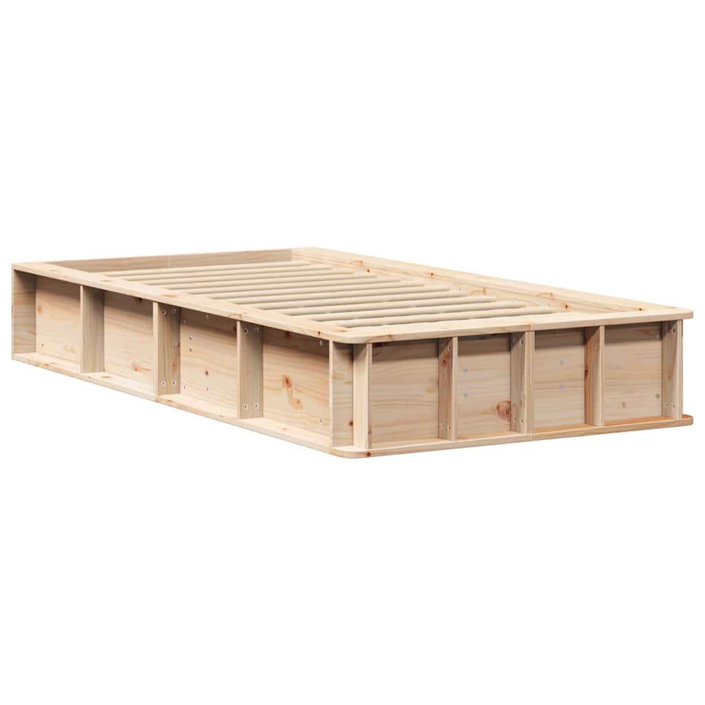 vidaXL Ramka łóżka Brązowy 90 x 200 cm Lite drewno sosnowe