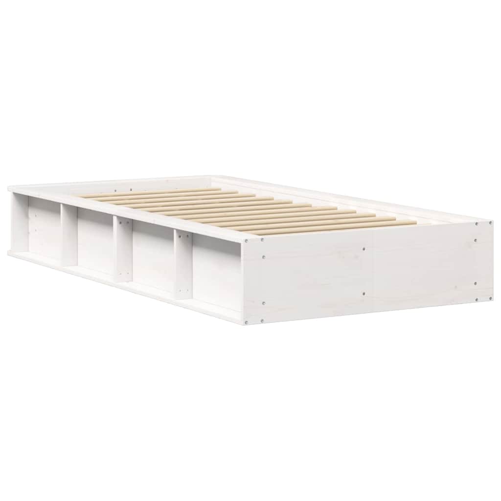 vidaXL Ramka łóżka Biały 90 x 200 cm Lite drewno sosnowe
