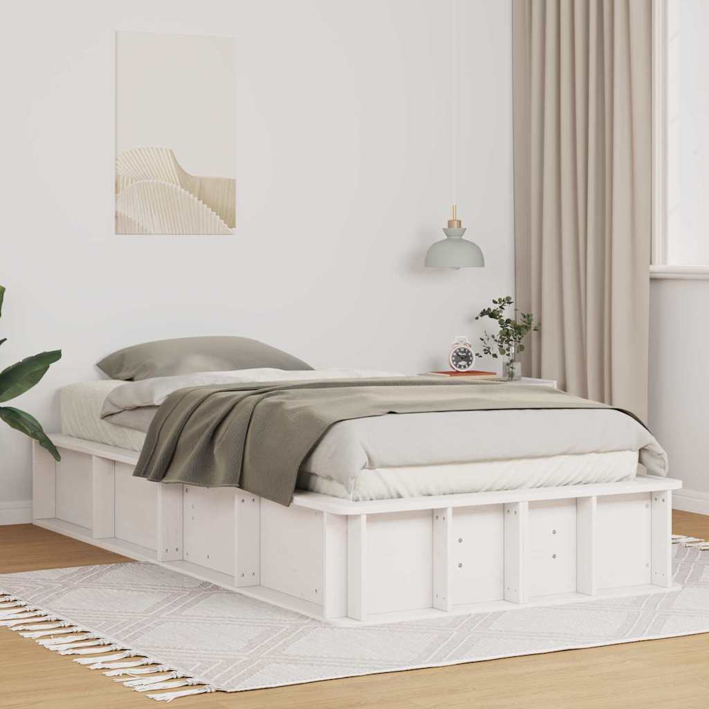 vidaXL Ramka łóżka Biały 90 x 190 cm Lite drewno sosnowe