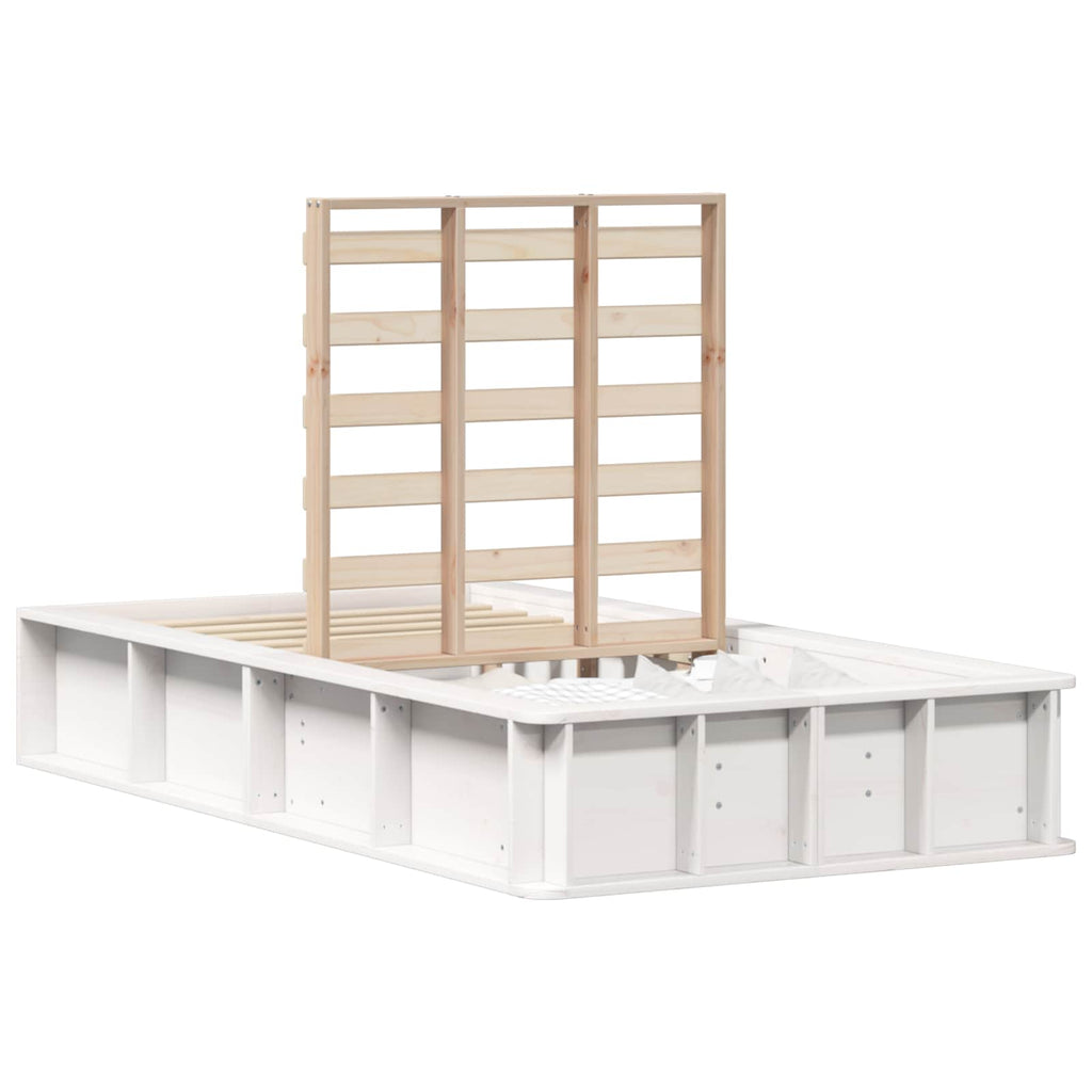 vidaXL Ramka łóżka Biały 90 x 190 cm Lite drewno sosnowe