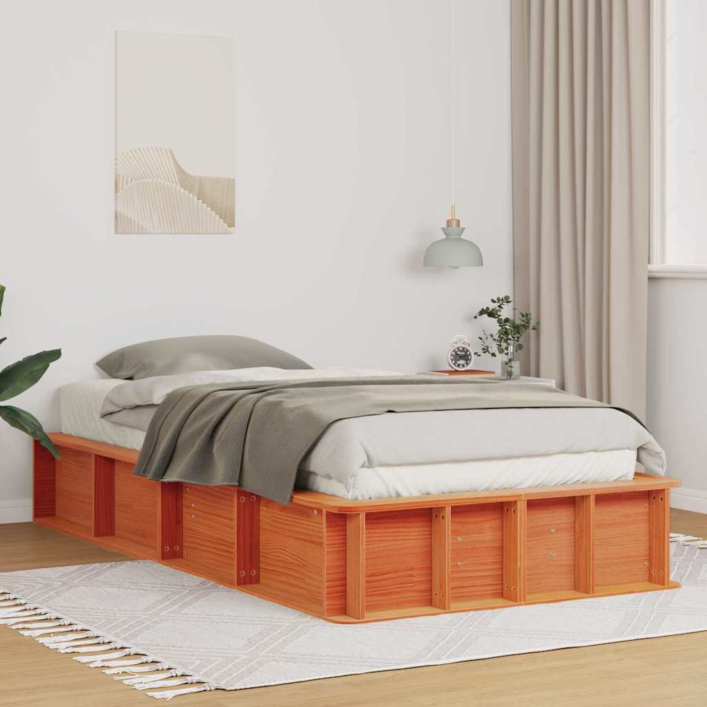 vidaXL Ramka łóżka Woskowy Brąz 90 x 190 cm Lite drewno sosnowe