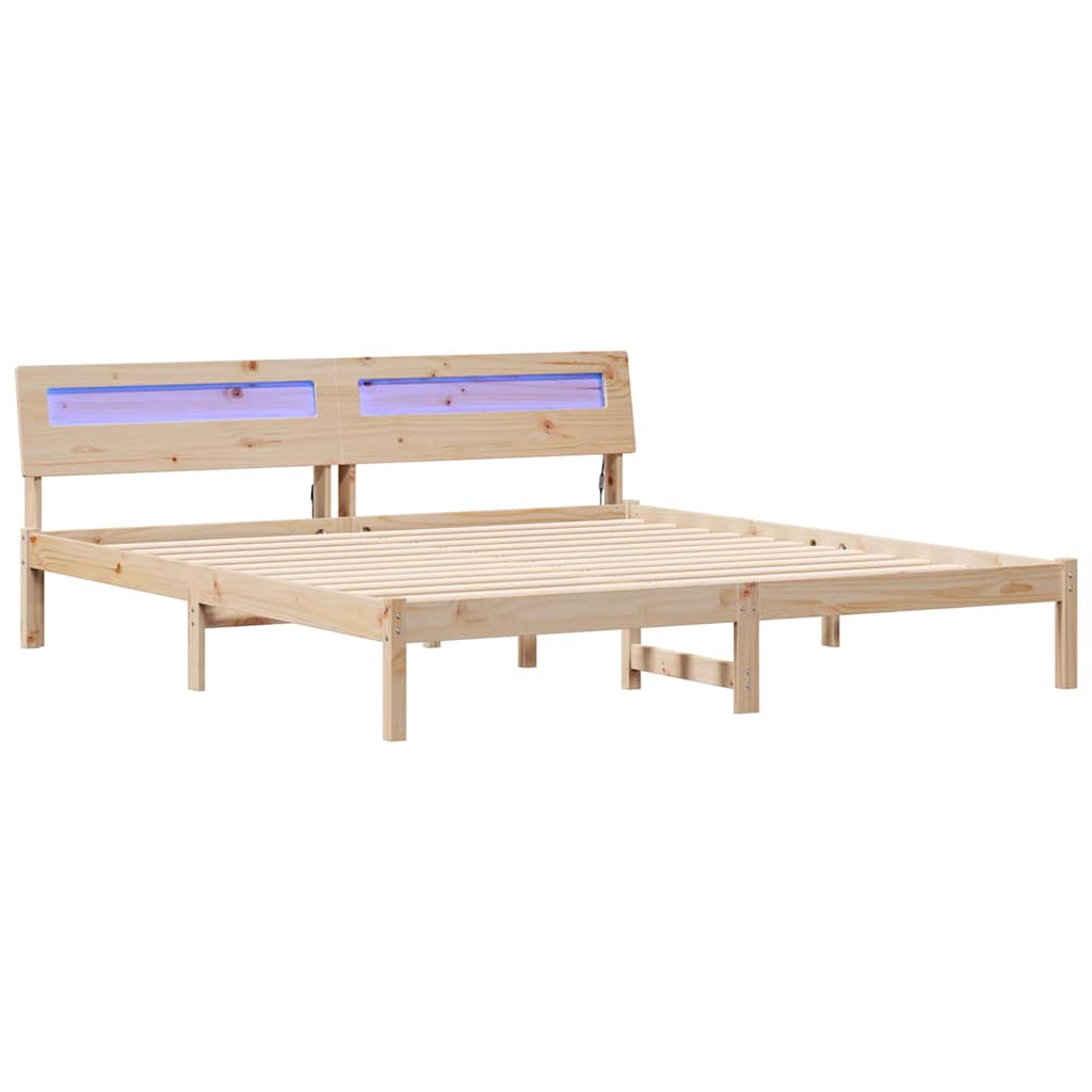 vidaXL Ramka łóżka Brązowy 200 x 200 cm Lite drewno sosnowe