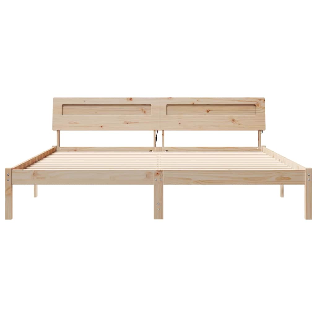 vidaXL Ramka łóżka Brązowy 200 x 200 cm Lite drewno sosnowe