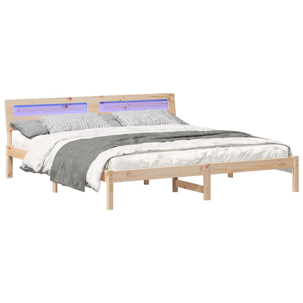 vidaXL Ramka łóżka Brązowy 200 x 200 cm Lite drewno sosnowe