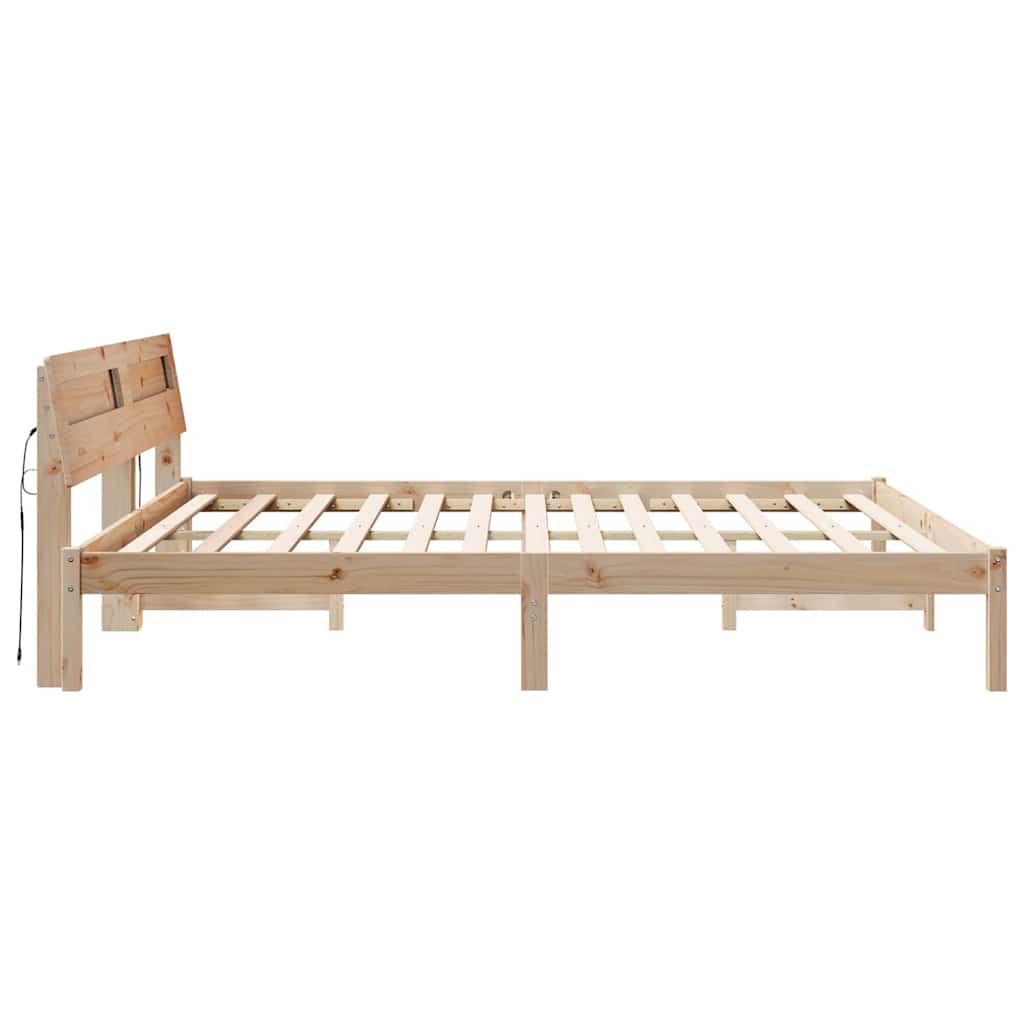 vidaXL Ramka łóżka Brązowy 200 x 200 cm Lite drewno sosnowe