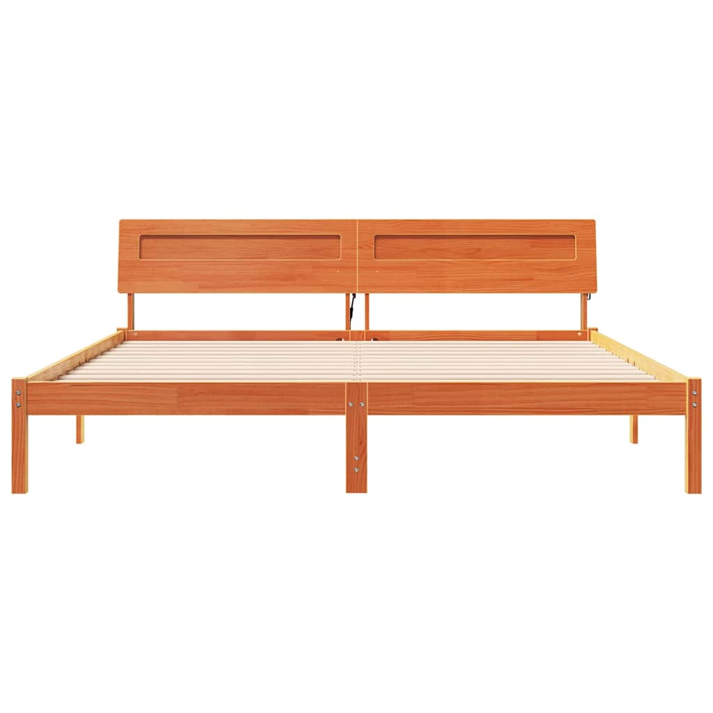 vidaXL Ramka łóżka Brązowy 200 x 200 cm Lite drewno sosnowe