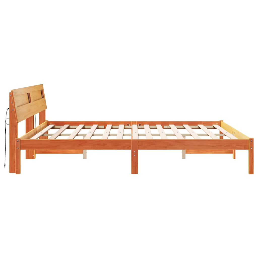vidaXL Ramka łóżka Brązowy 200 x 200 cm Lite drewno sosnowe