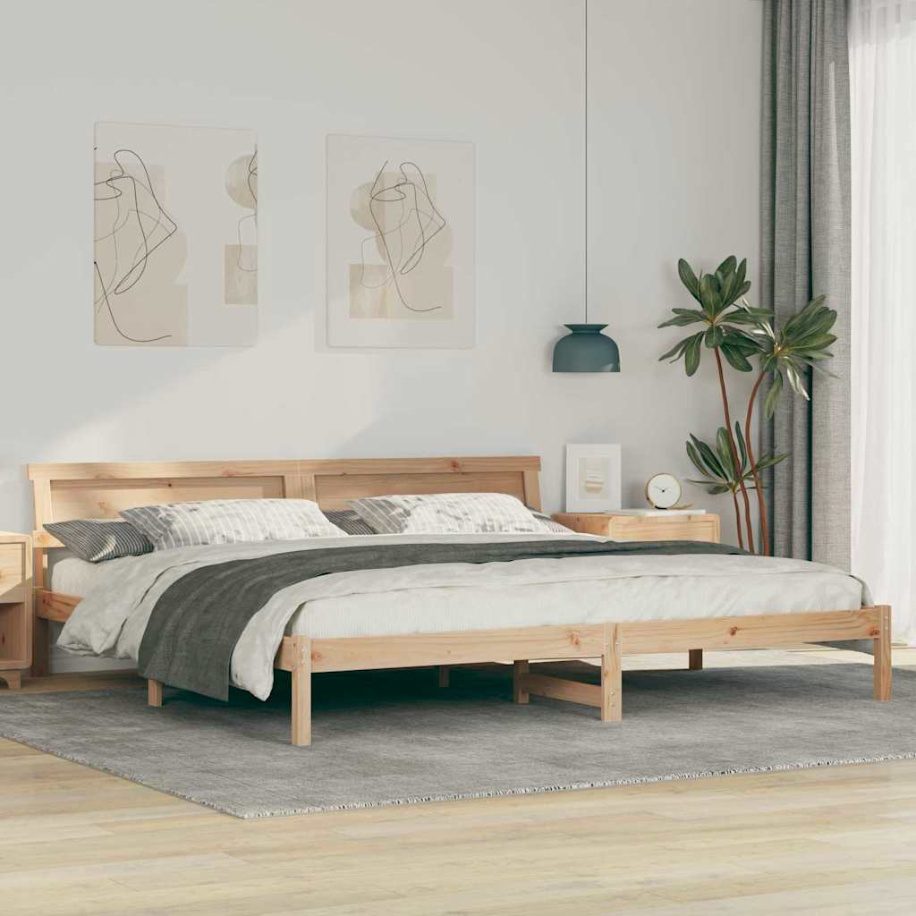 vidaXL Ramka łóżka Brązowy 200 x 200 cm Lite drewno sosnowe