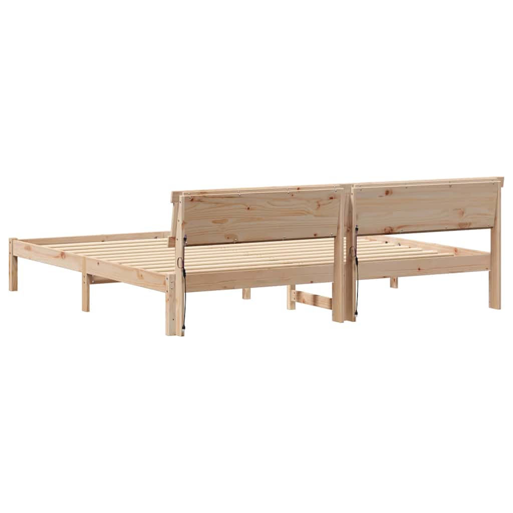 vidaXL Ramka łóżka Brązowy 200 x 200 cm Lite drewno sosnowe