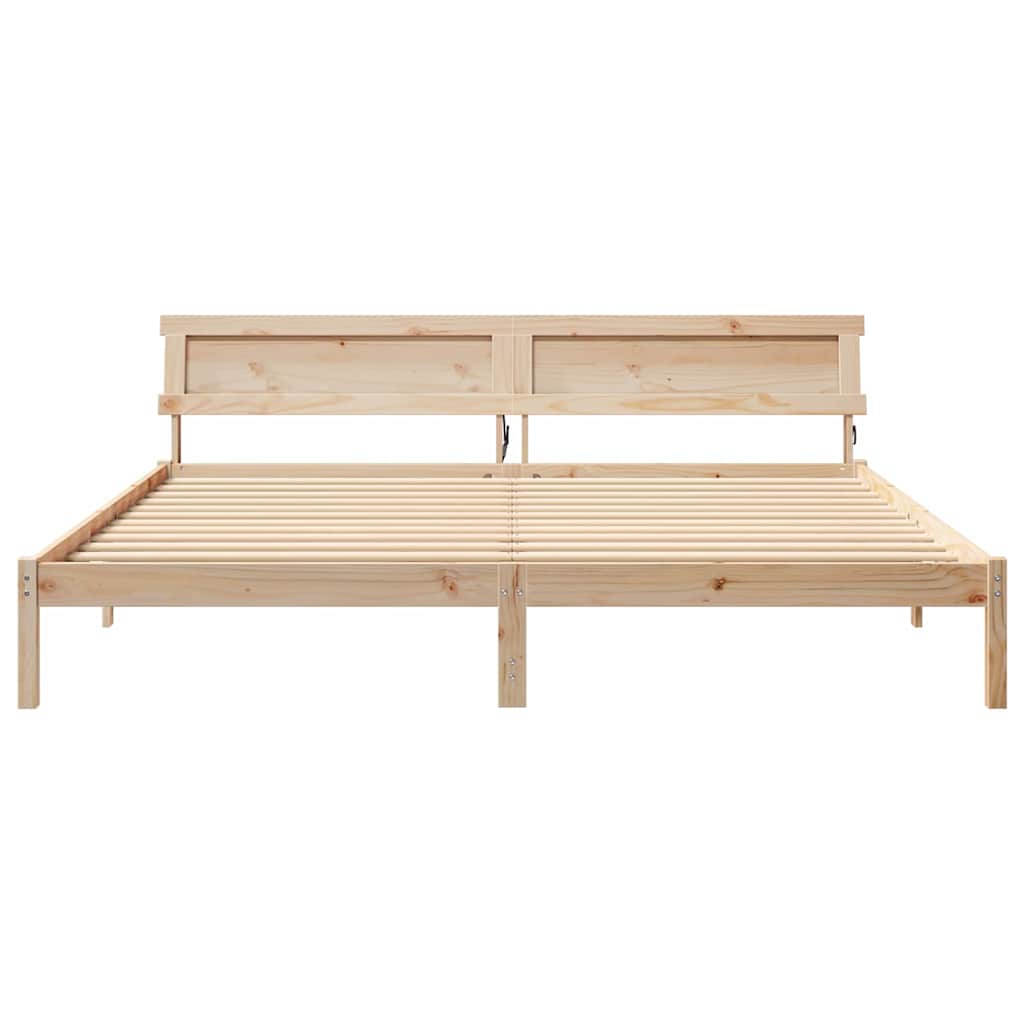 vidaXL Ramka łóżka Brązowy 200 x 200 cm Lite drewno sosnowe