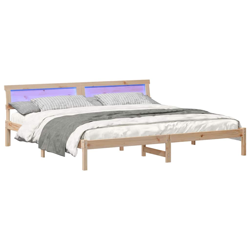 vidaXL Ramka łóżka Brązowy 200 x 200 cm Lite drewno sosnowe