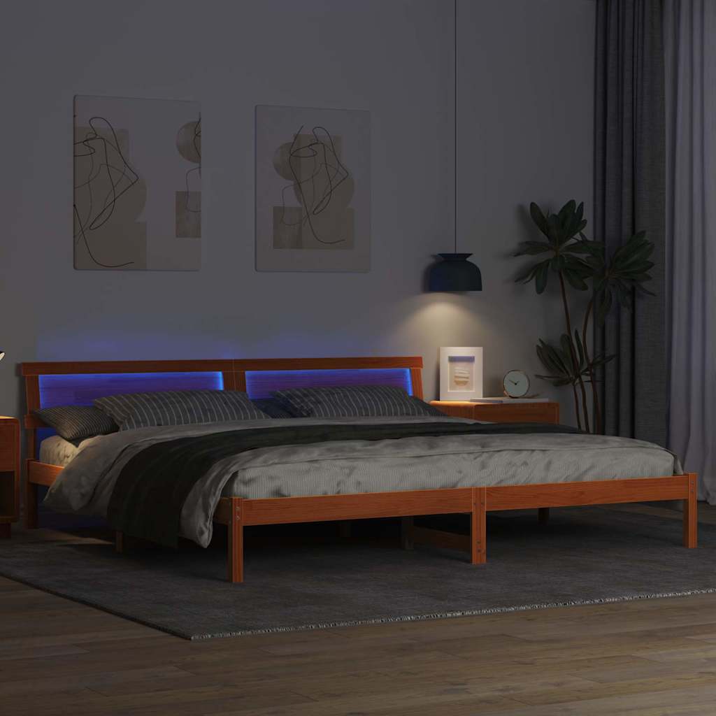 vidaXL Ramka łóżka Woskowy Brąz 200 x 200 cm Lite drewno sosnowe
