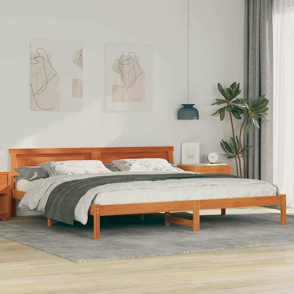 vidaXL Ramka łóżka Woskowy Brąz 200 x 200 cm Lite drewno sosnowe