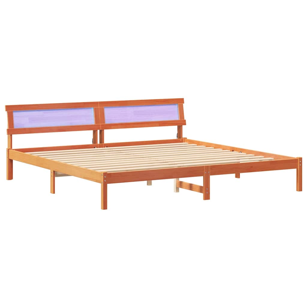 vidaXL Ramka łóżka Woskowy Brąz 200 x 200 cm Lite drewno sosnowe