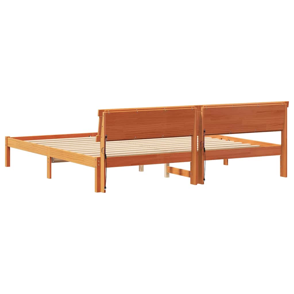 vidaXL Ramka łóżka Woskowy Brąz 200 x 200 cm Lite drewno sosnowe