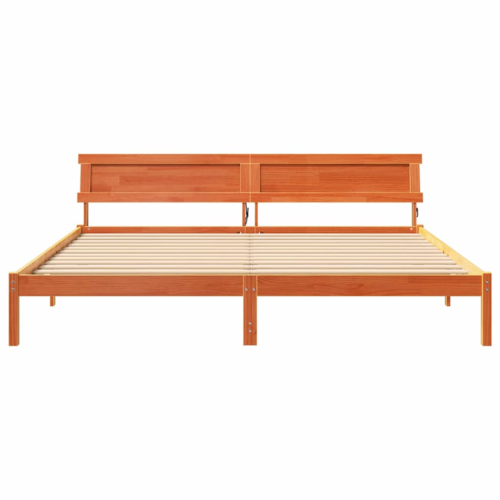 vidaXL Ramka łóżka Woskowy Brąz 200 x 200 cm Lite drewno sosnowe