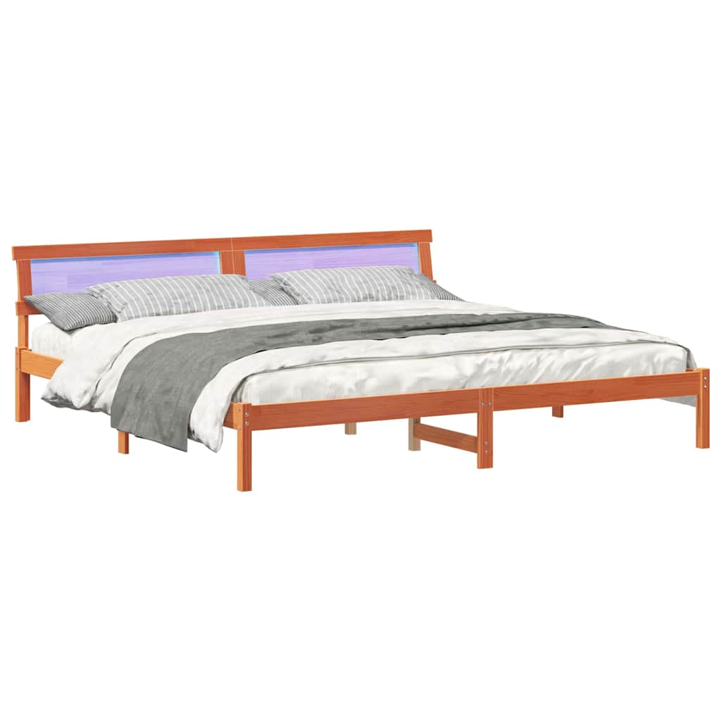 vidaXL Ramka łóżka Woskowy Brąz 200 x 200 cm Lite drewno sosnowe