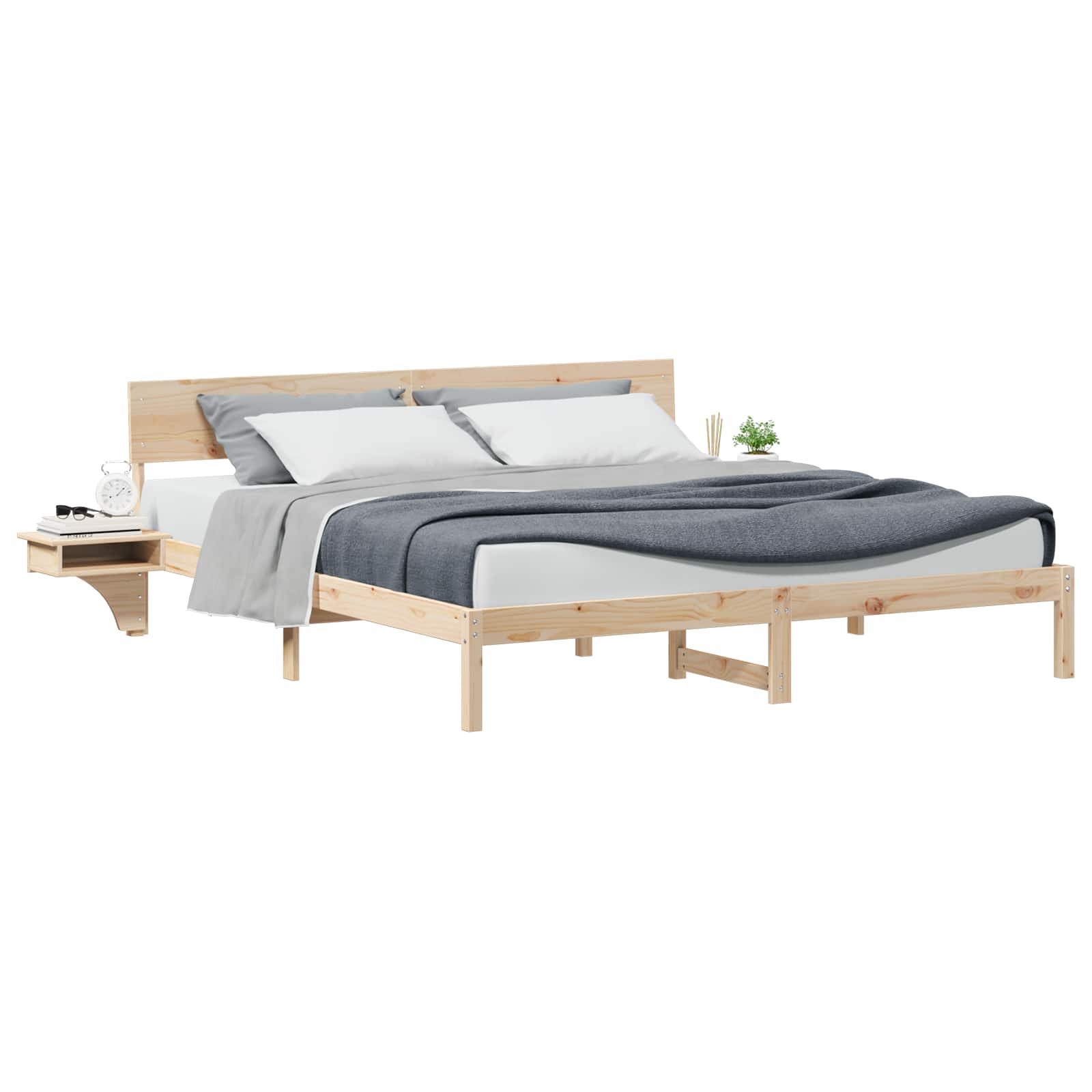 vidaXL Ramka łóżka Brązowy 200 x 200 cm Lite drewno sosnowe