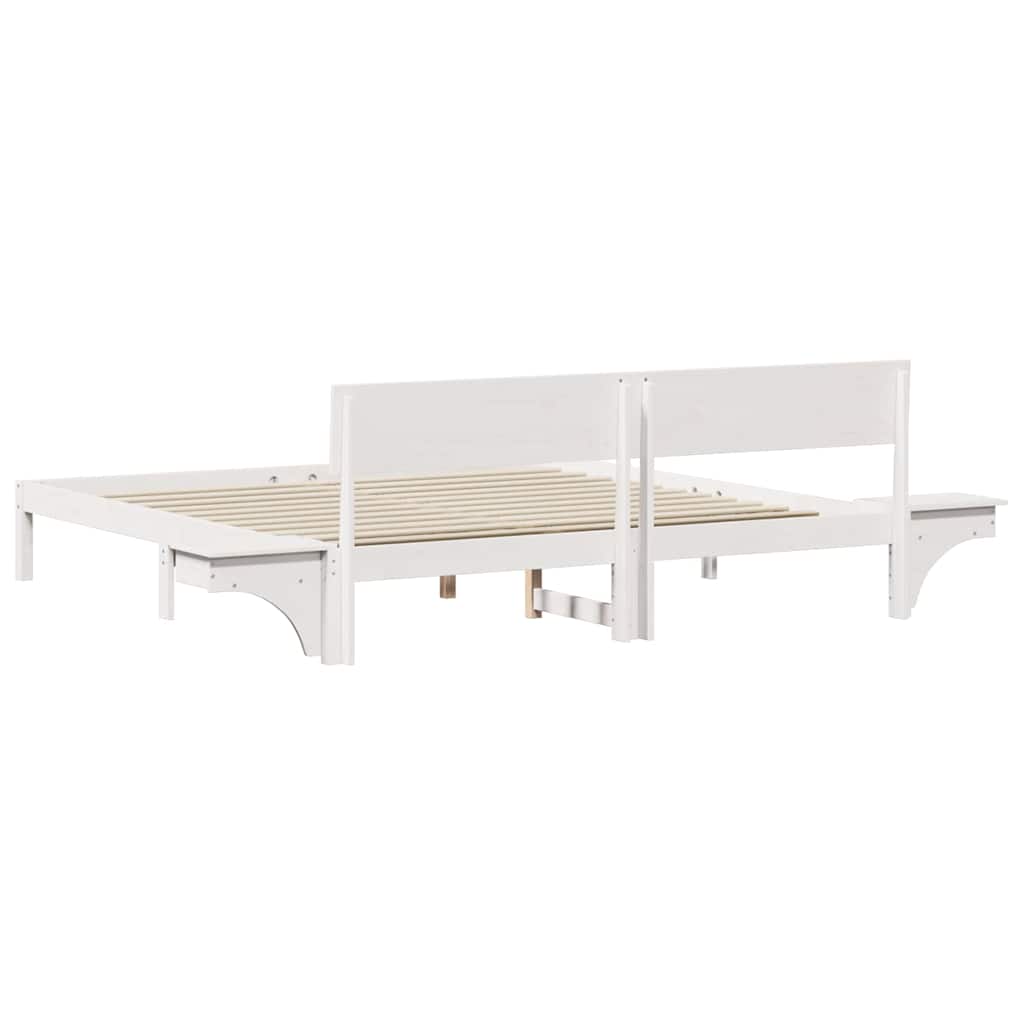 vidaXL Ramka łóżka Z zagłówkiem Biały 200 x 200 cm Lite drewno sosnowe
