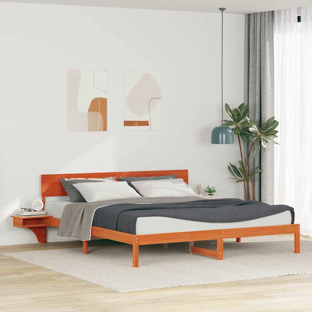 vidaXL Ramka łóżka Woskowy Brąz 200 x 200 cm Lite drewno sosnowe