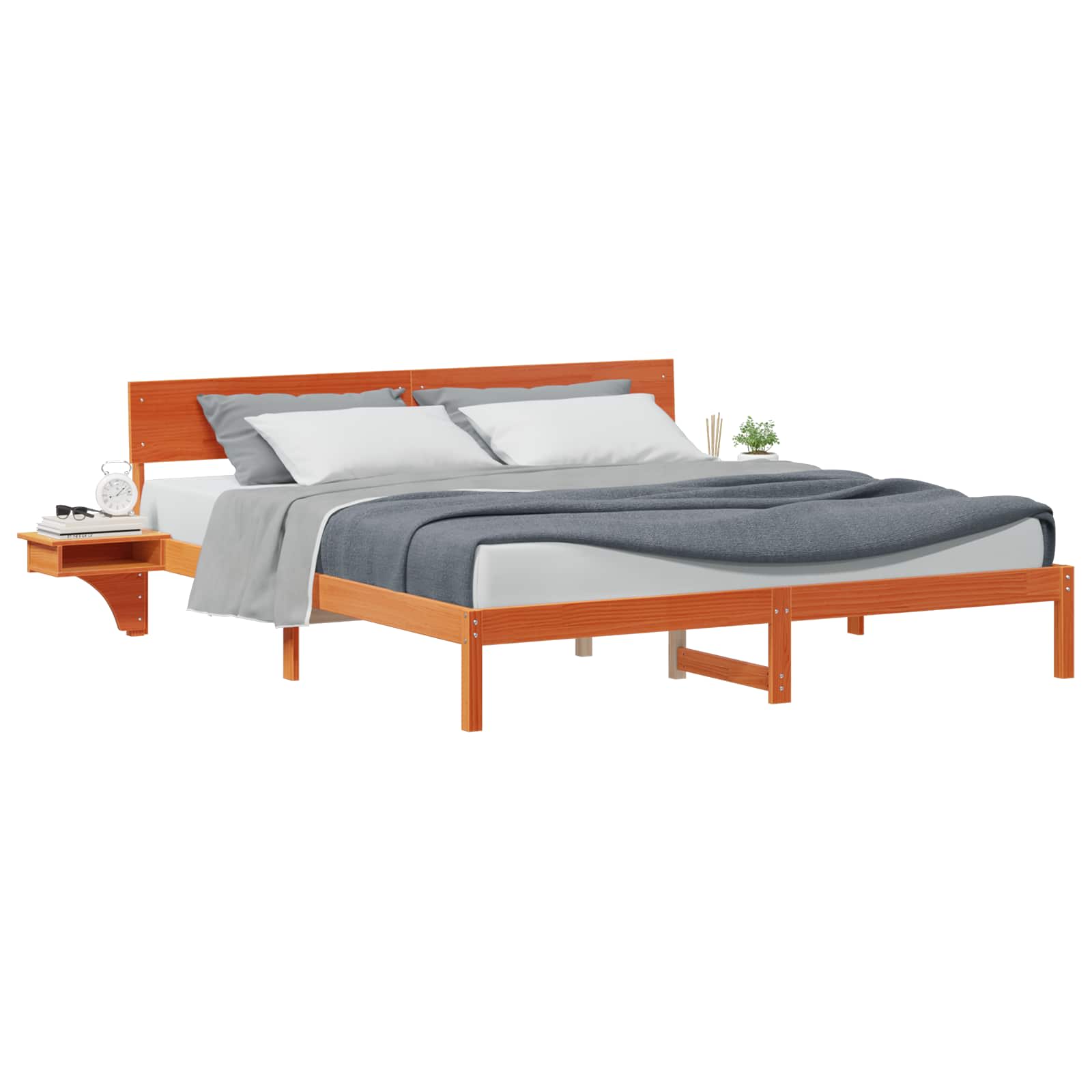 vidaXL Ramka łóżka Woskowy Brąz 200 x 200 cm Lite drewno sosnowe