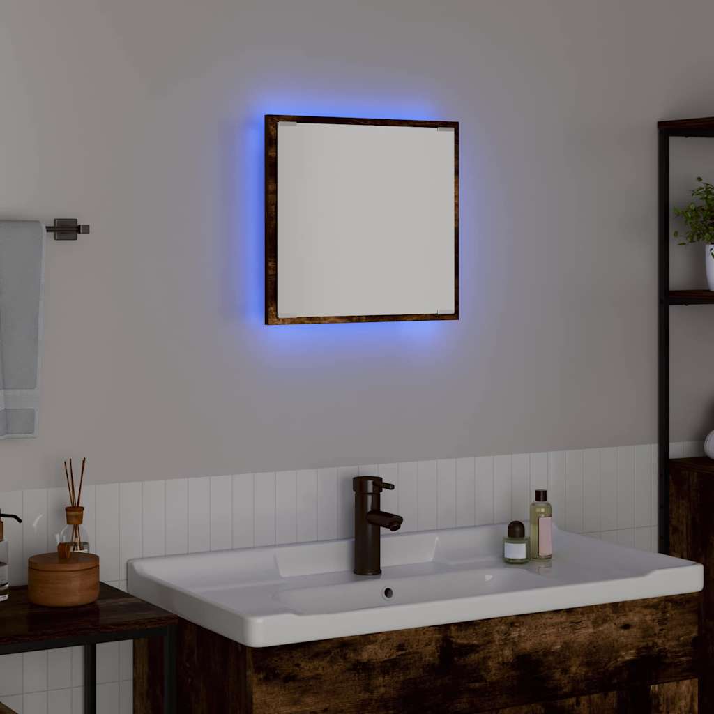 vidaXL Lustro łazienkowe LED Z lustrem Dąb wędzony 40 x 37 x 8.5 cm