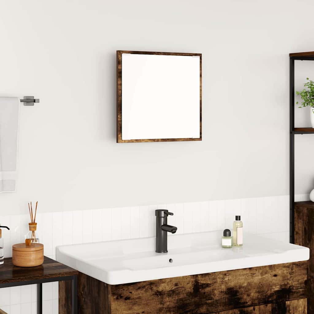 vidaXL Lustro łazienkowe LED Z lustrem Dąb wędzony 40 x 37 x 8.5 cm