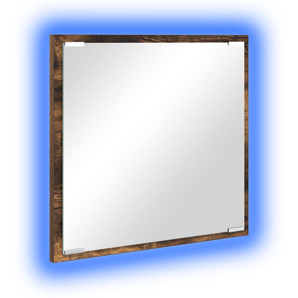 vidaXL Lustro łazienkowe LED Z lustrem Dąb wędzony 40 x 37 x 8.5 cm