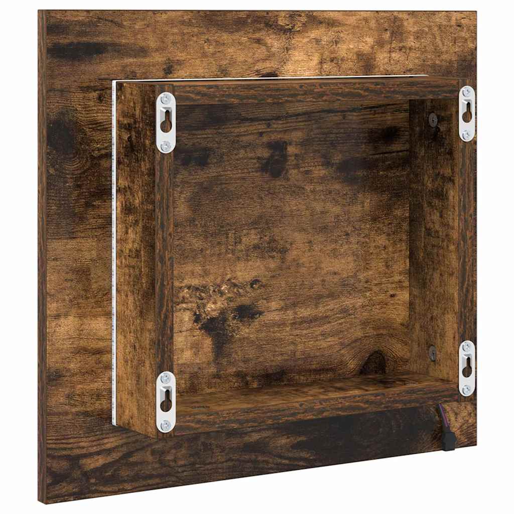 vidaXL Lustro łazienkowe LED Z lustrem Dąb wędzony 40 x 37 x 8.5 cm