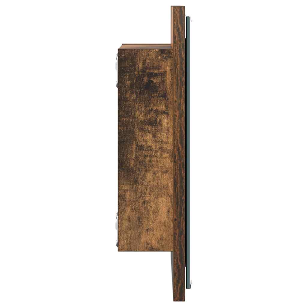 vidaXL Lustro łazienkowe LED Z lustrem Dąb wędzony 40 x 37 x 8.5 cm