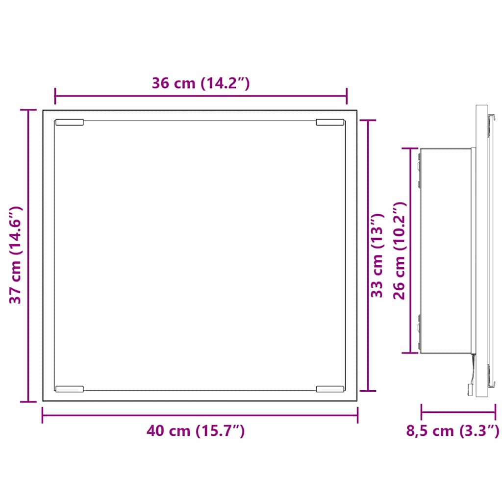 vidaXL Lustro łazienkowe LED Z lustrem Dąb wędzony 40 x 37 x 8.5 cm