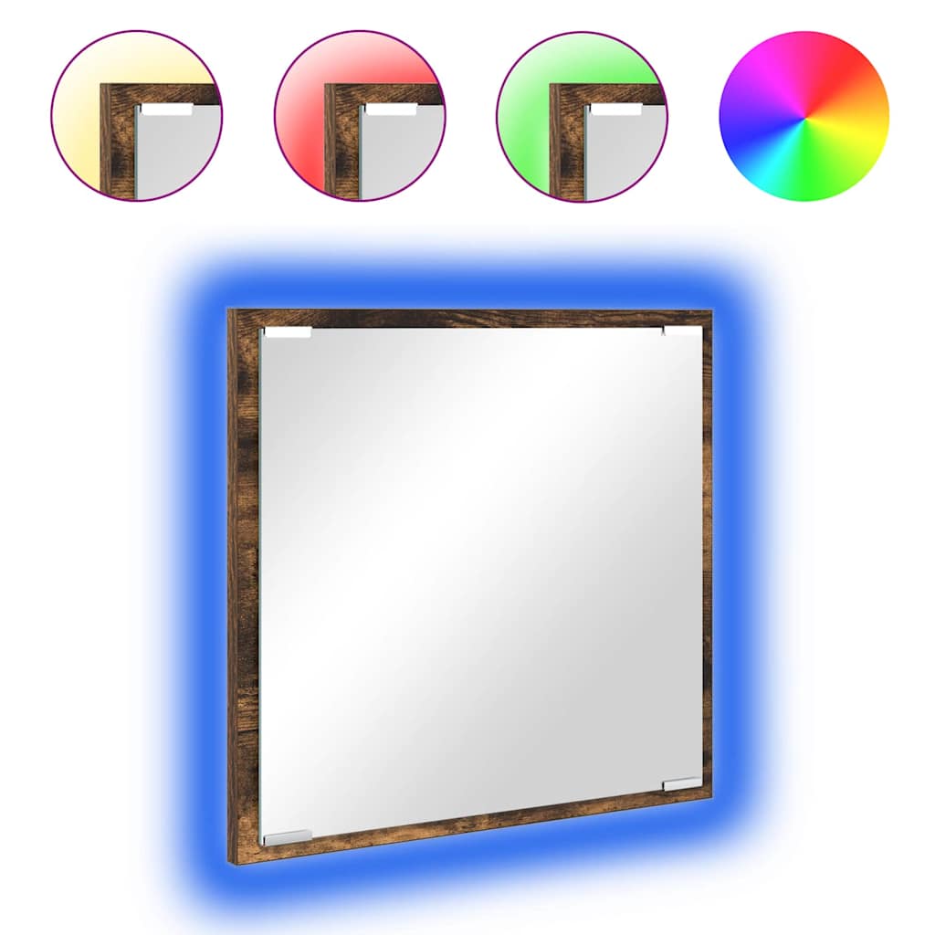 vidaXL Lustro łazienkowe LED Z lustrem Dąb wędzony 40 x 37 x 8.5 cm