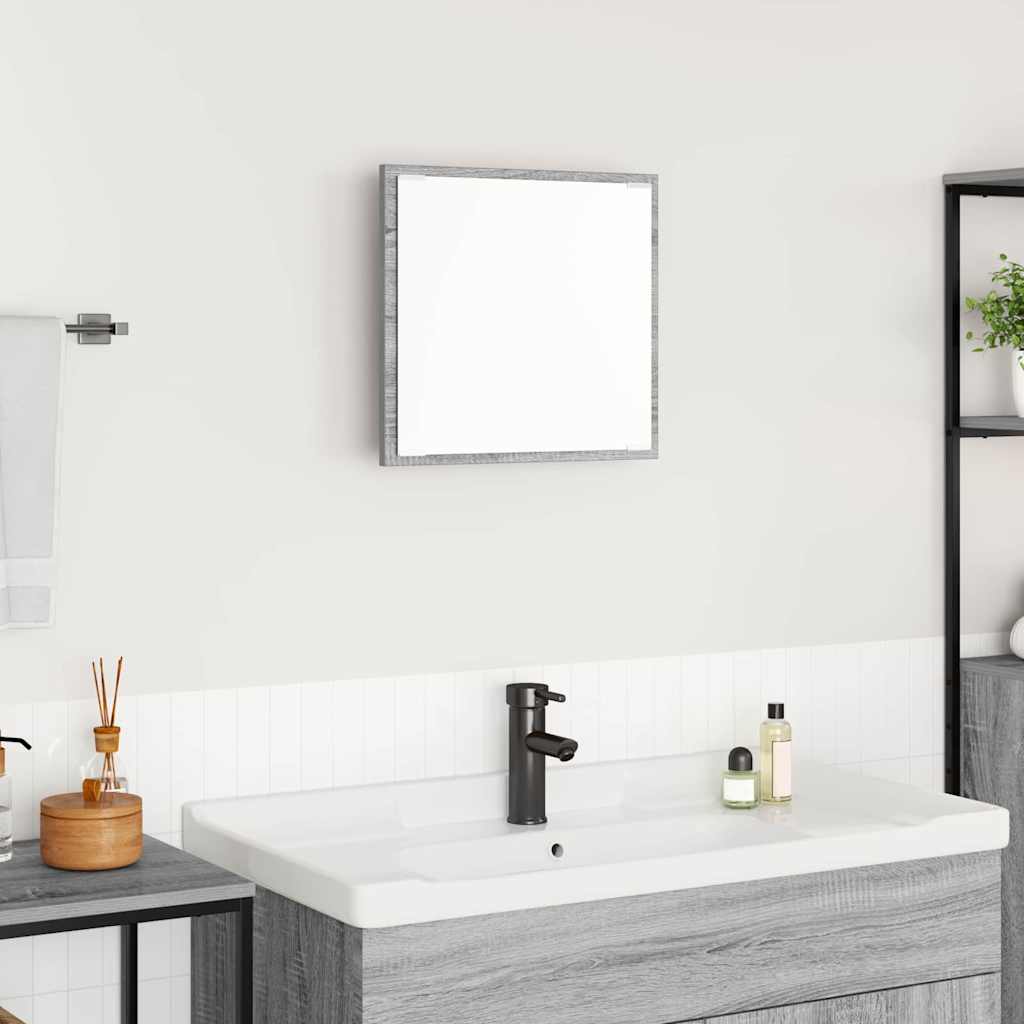 vidaXL Lustro łazienkowe LED Z lustrem Szary Sonoma 40 x 37 x 8.5 cm
