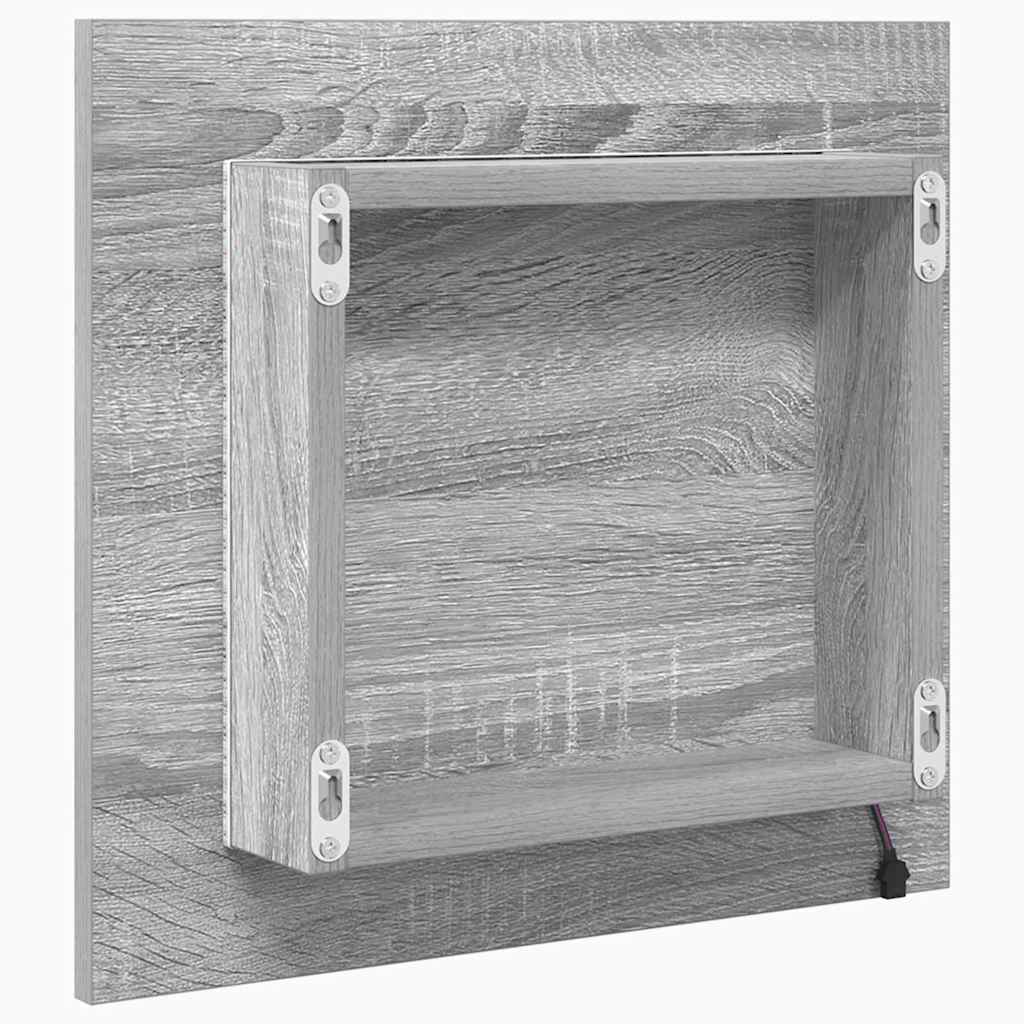 vidaXL Lustro łazienkowe LED Z lustrem Szary Sonoma 40 x 37 x 8.5 cm