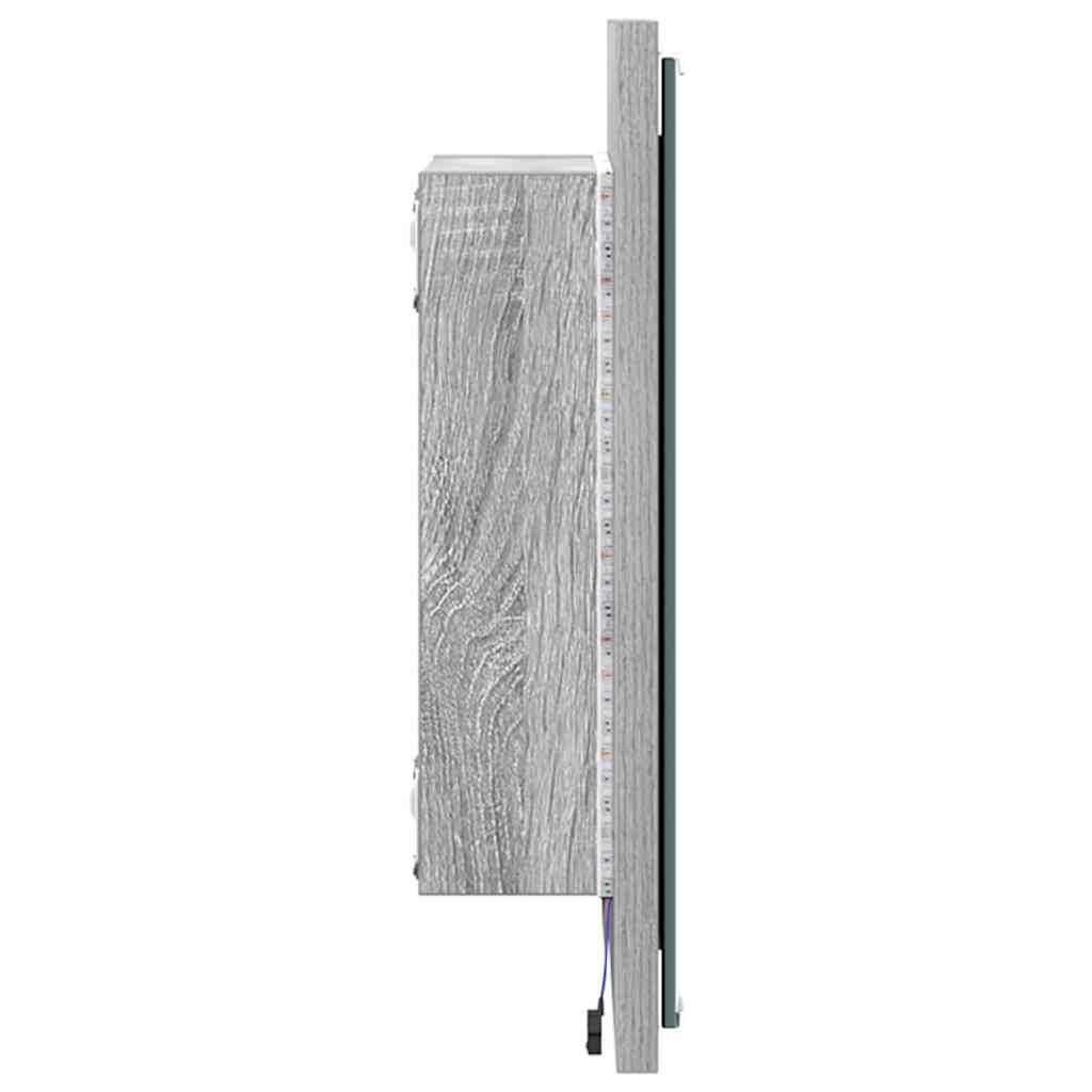 vidaXL Lustro łazienkowe LED Z lustrem Szary Sonoma 40 x 37 x 8.5 cm
