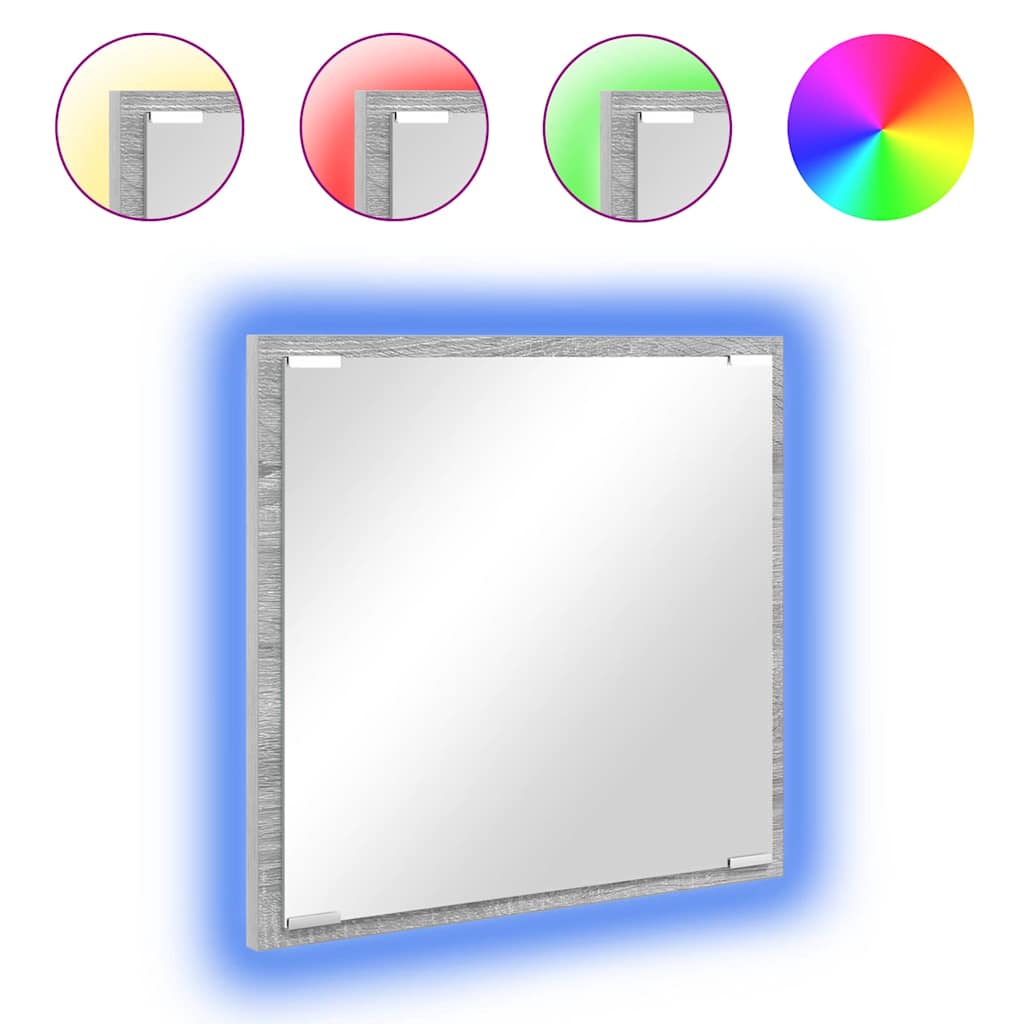 vidaXL Lustro łazienkowe LED Z lustrem Szary Sonoma 40 x 37 x 8.5 cm