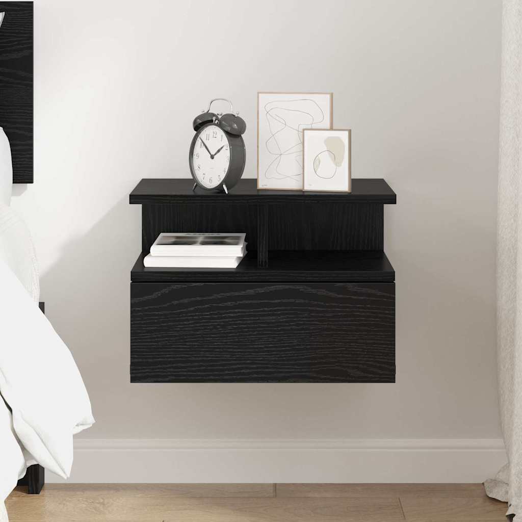 vidaXL Lustro Nocne Czarny Dąb 40 x 31 x 28 cm Materiał drewnopochodny