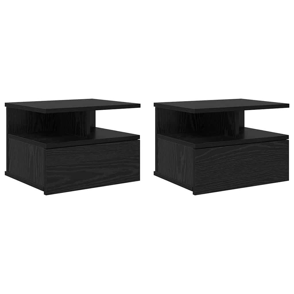 vidaXL Lustro Nocne z szufladą 2 pcs Czarny Dąb 40 x 31 x 28 cm