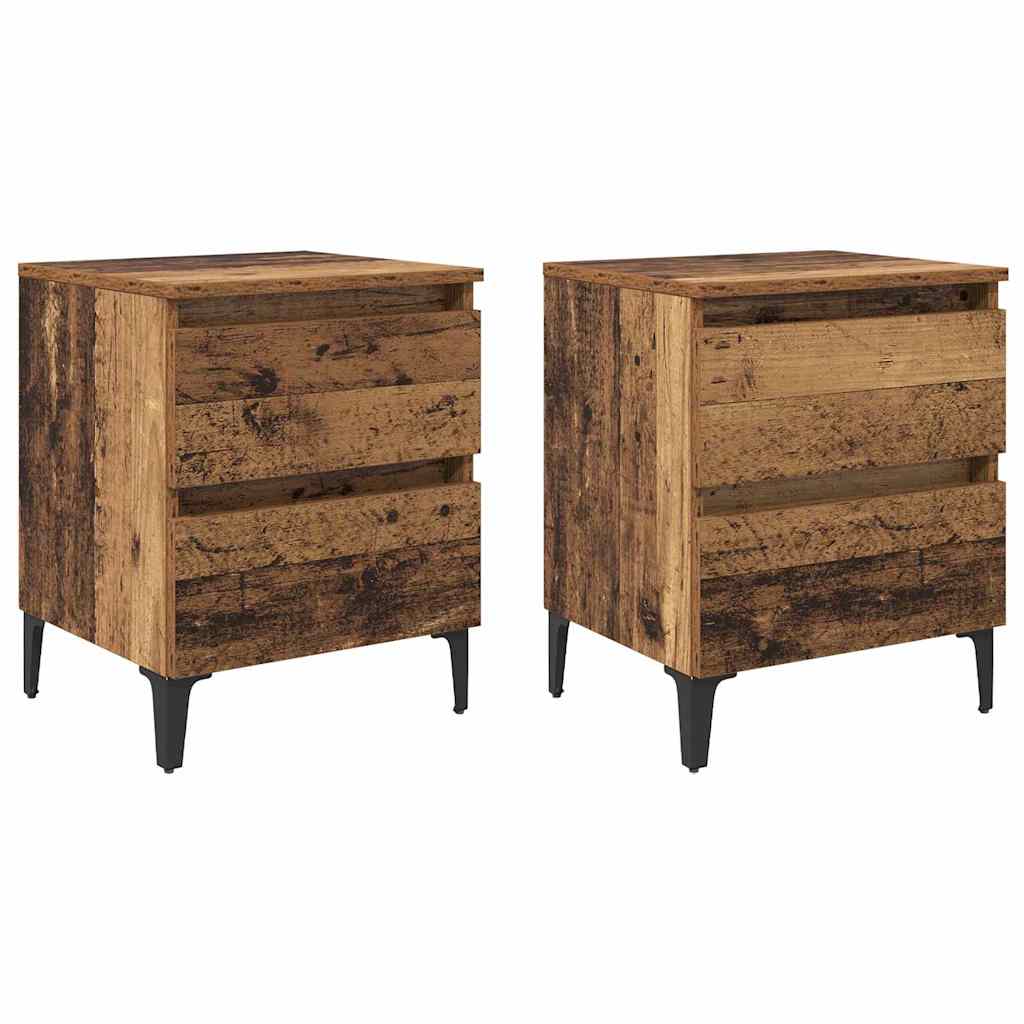 vidaXL Szafka Nocna 2 pcs Stare drewno 40 x 35 x 50 cm