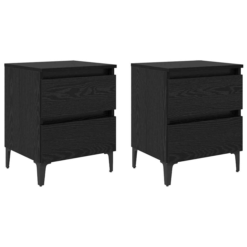 vidaXL Szafka Nocna 2 pcs Czarny dąb 40 x 35 x 50 cm