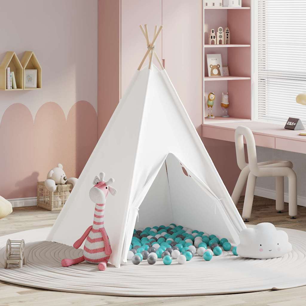 vidaXL Namiot Teepee Biały 120 x 120 x 150 cm Tkanina i plastik