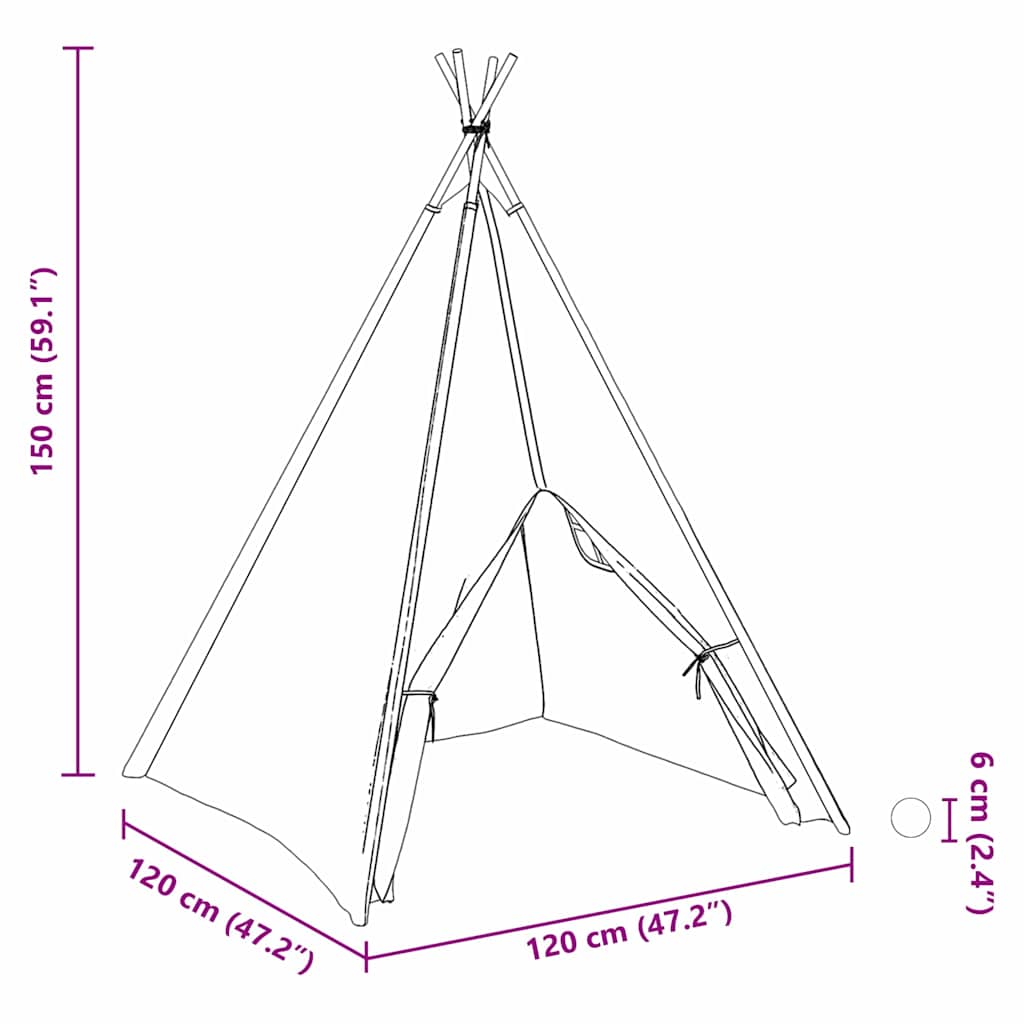 vidaXL Namiot Teepee Biały 120 x 120 x 150 cm Tkanina i plastik