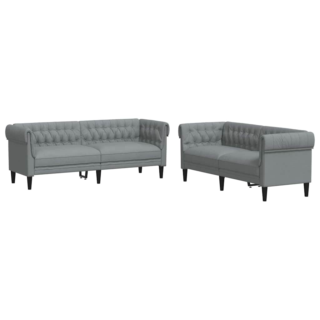 vidaXL Sofa do salonu 2 pcs Jasnoszary 201,5 x 74,5 x 74,5 cm tkanina