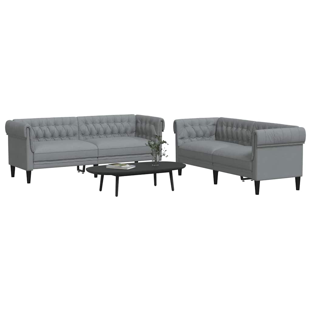 vidaXL Sofa do salonu 2 pcs Jasnoszary 201,5 x 74,5 x 74,5 cm tkanina