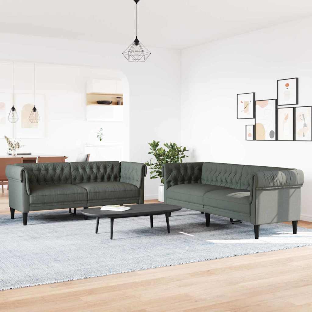 vidaXL Sofa do salonu 2 pcs Ciemnoszary 201,5 x 74,5 x 74,5 cm tkanina