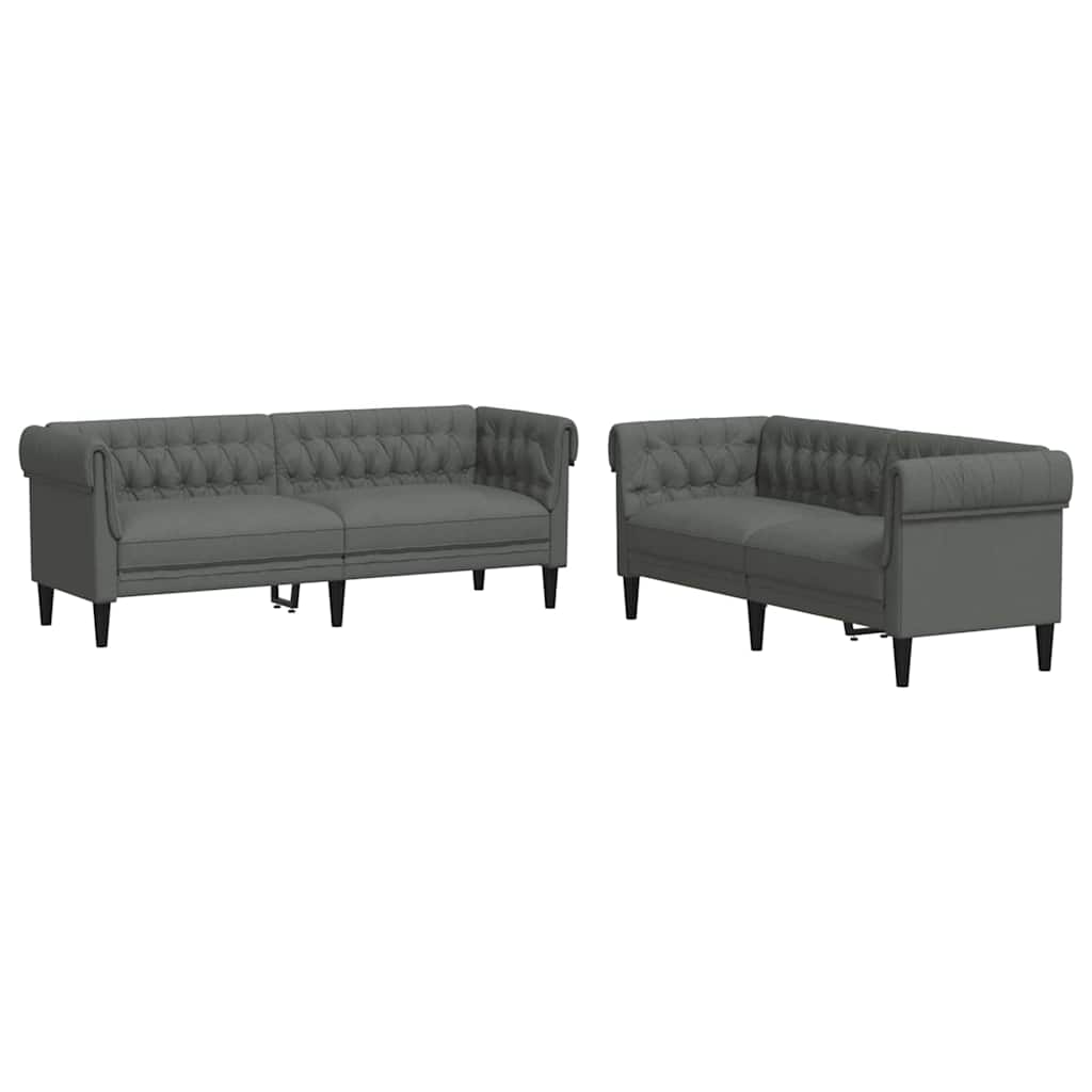vidaXL Sofa do salonu 2 pcs Ciemnoszary 201,5 x 74,5 x 74,5 cm tkanina