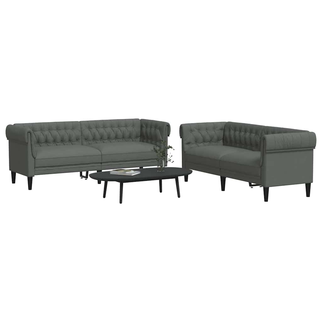 vidaXL Sofa do salonu 2 pcs Ciemnoszary 201,5 x 74,5 x 74,5 cm tkanina